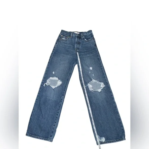 ⚡️Levi’s Ribcage Straight Ankle Jeans Size 25 Distressed Medium Wash - Picture 5 of 8